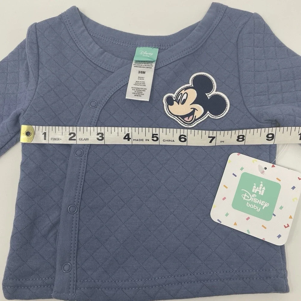NWT NEW Disney Baby Mickey Mouse SWEATER Blue Quilted Snap 3 - 6‎ mos Warm Soft